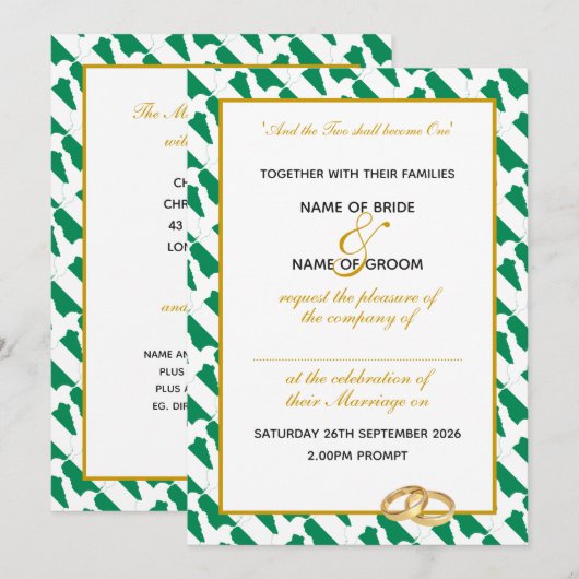 Invitation NIGERIA Naija Mariage chrétien (Devant / Derrière)