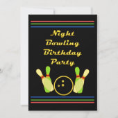 Invitation Night Bowling Anniversaire Fête Neon Retro Style (Devant)