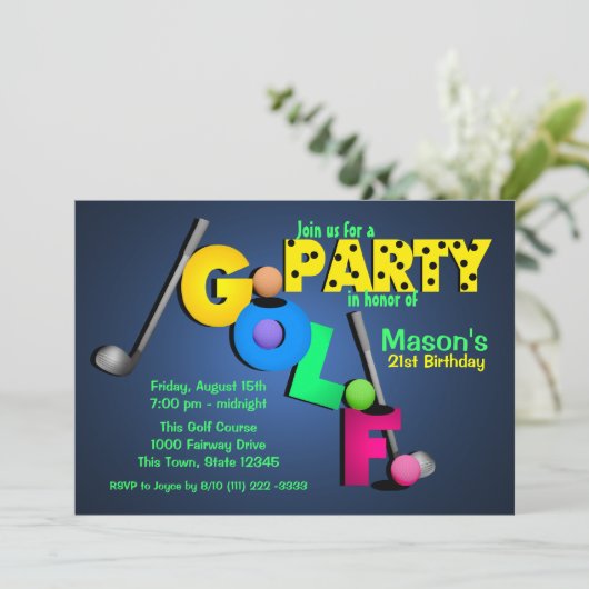 Invitation Night Glow Golf Party (Debout devant)