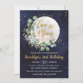 Invitation Night Sky Green Deux la lune 2e fête d'anniversair (Devant)