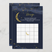 Invitation Night Sky Over the Moon Baby shower Bingo Jeu (Devant / Derrière)