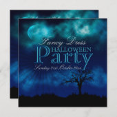Invitation Nightsky d'Halloween Bleu de minuit (Devant / Derrière)