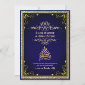 Invitation NIKAH - Mariage islamique Calligraphie Blue Gold (Devant)