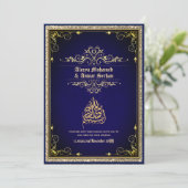 Invitation NIKAH - Mariage islamique Calligraphie Blue Gold (Debout devant)