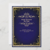 Invitation NIKAH - Mariage islamique Calligraphie Blue Gold (Dos)