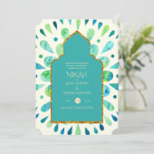 Invitation NIKAH - Mariage moderne Mandala Turquoise Gold (Debout devant)