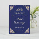 Invitation Nikah Navy Bleu Mariage musulman islamique (Debout devant)