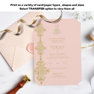 Invitation NIKAH - Ornat Islam Gold Blush rose Mariage Inv