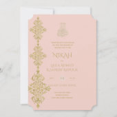 Invitation NIKAH - Ornat Islam Gold Blush rose Mariage Inv (Devant)