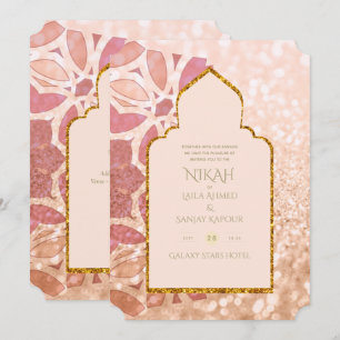 Invitation NIKAH - Ornate Rosegold Mariage d'or rose