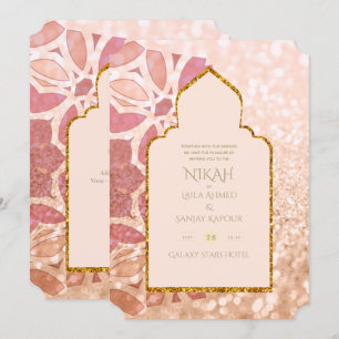 Invitation NIKAH - Ornate Rosegold Mariage d'or rose