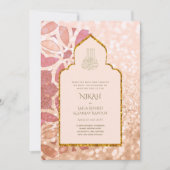 Invitation NIKAH - Ornate Rosegold Mariage rose or Invitati (Devant)