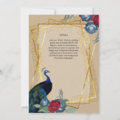 Invitation NIKAH Peacock Floral Gold Frame Mariage islamique (Dos)