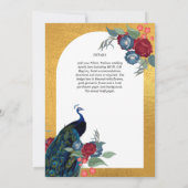 Invitation NIKAH Peacock Floral Gold Frame Mariage islamique (Dos)