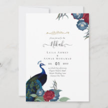 NIKAH Peacock Floral Walimah Mariage islamique Inv