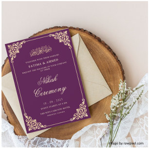 Invitation Nikah Plum Purple Mariage musulman islamique
