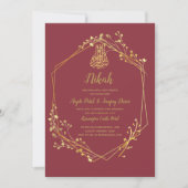 Invitation Nikah - Red Gold Islam Motif Mariage Invite (Devant)
