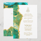 Invitation Nikah Wedding Invite - Agate Gold islamique Walima (Devant / Derrière)