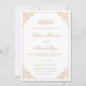 Invitation Nikah White Gold Mariage musulman islamique (Devant)