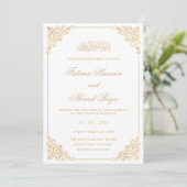 Invitation Nikah White Gold Mariage musulman islamique (Debout devant)
