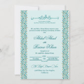 Invitation Nikkah islamique élégant sarcelle et bleu ciel en  (Devant)