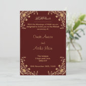 Invitation Nikkah mariage inviter rouge et or (Debout devant)