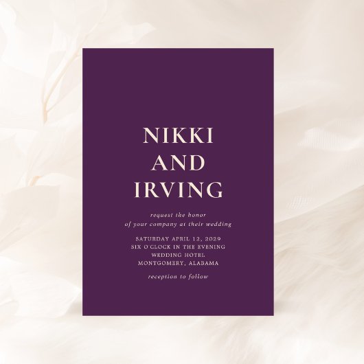 Invitation Nikki Purple Mariage moderne