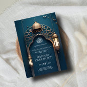 Invitation Nil Bleu islamique 3D Arc Élégant Mehndi Cérémonie