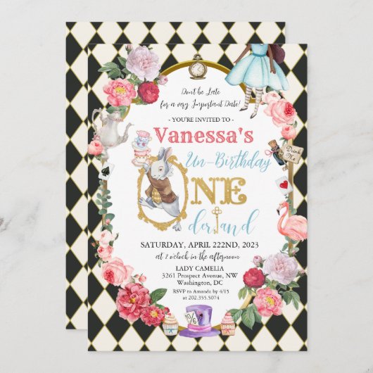 Invitation N'IMPORTE QUEL ÂGE - Alice afro-américaine au pays (Devant / Derrière)