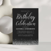 Invitation N'importe quel âge Anniversaire Argent Noir Partie