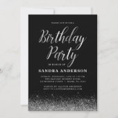 Invitation N'importe quel âge Anniversaire Argent Noir Partie (Devant)
