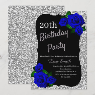 Invitation N'importe quel âge Anniversaire Argent Parties sci