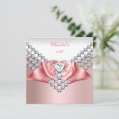 Invitation N'importe quel âge Anniversaire Corail Rose 2 Bow  (Debout devant)