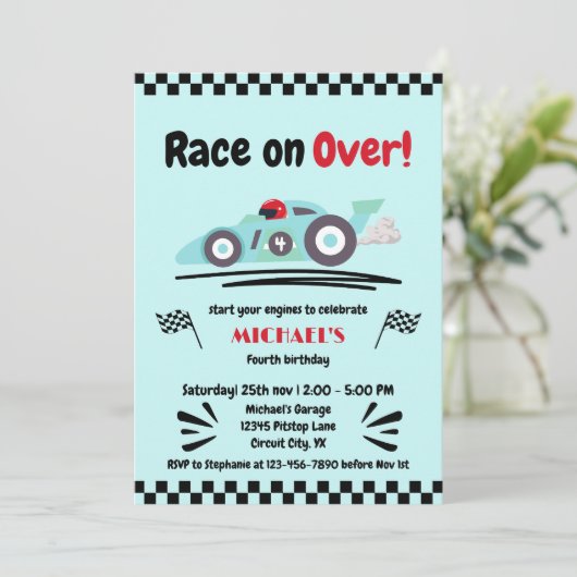 Invitation N'importe quel âge Anniversaire course sur la cour (Debout devant)