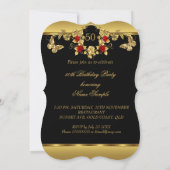 Invitation N'importe quel âge Anniversaire Elégant Or Rouge R (Dos)
