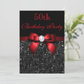 Invitation N'importe quel âge Anniversaire Faux Sequins Bow N (Debout devant)