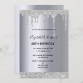 Invitation N'importe quel âge anniversaire fête argent partie (Devant / Derrière)