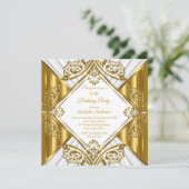 Invitation N'importe quel âge Anniversaire Fête blanche Or Di (Debout devant)