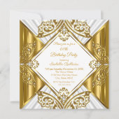 Invitation N'importe quel âge Anniversaire Fête blanche Or Di (Devant)