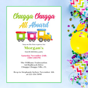 Invitation N'importe quel âge Anniversaire Fête Chugga Choo T
