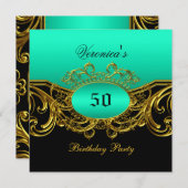 Invitation N'importe quel âge Anniversaire Fête Élégant Turqu (Devant / Derrière)