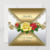 Invitation N'importe quel âge Anniversaire fête Or rouge jaun (Devant)