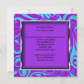 Invitation N'importe quel âge Anniversaire Fête violet Turquo (Dos)