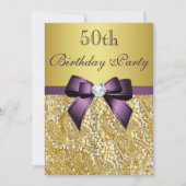 Invitation N'importe quel âge Anniversaire Gold Faux Séquence (Devant)