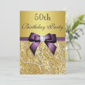 Invitation N'importe quel âge Anniversaire Gold Faux Séquence (Debout devant)