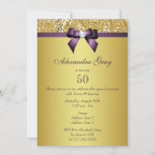 Invitation N'importe quel âge Anniversaire Gold Faux Séquence (Dos)