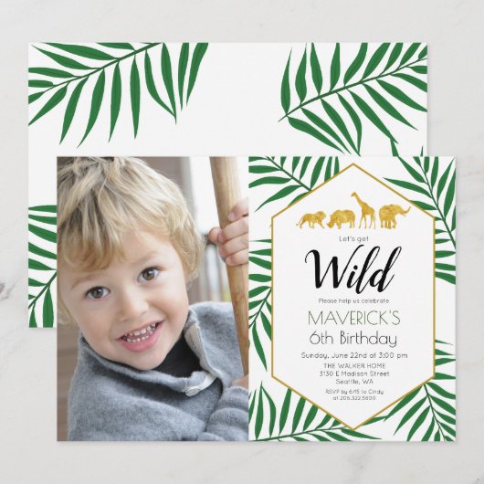 Invitation N'IMPORTE QUEL ÂGE - Anniversaire Jungle Safari In (Devant / Derrière)