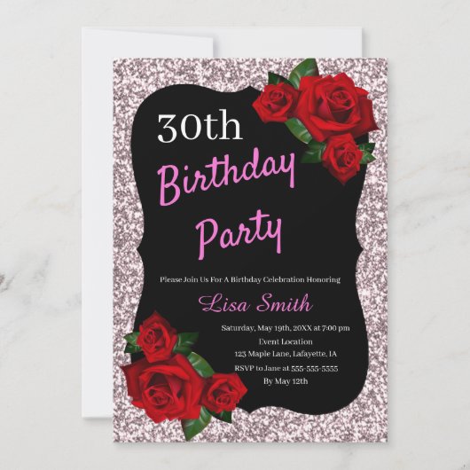 Invitation N'importe quel âge Anniversaire Parties scintillan (Devant)