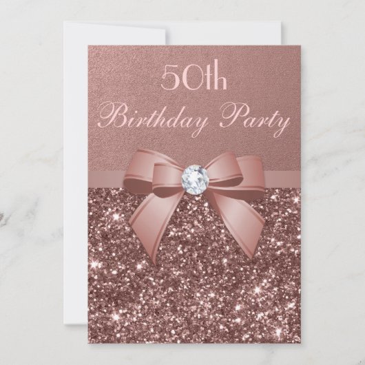 Invitation N'importe quel âge Anniversaire Rose Gold Parties (Devant)