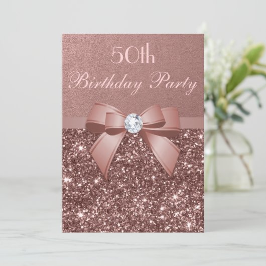 Invitation N'importe quel âge Anniversaire Rose Gold Parties (Debout devant)